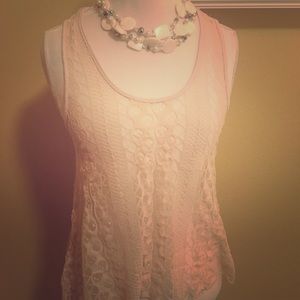 Blush lace racer-back tank top